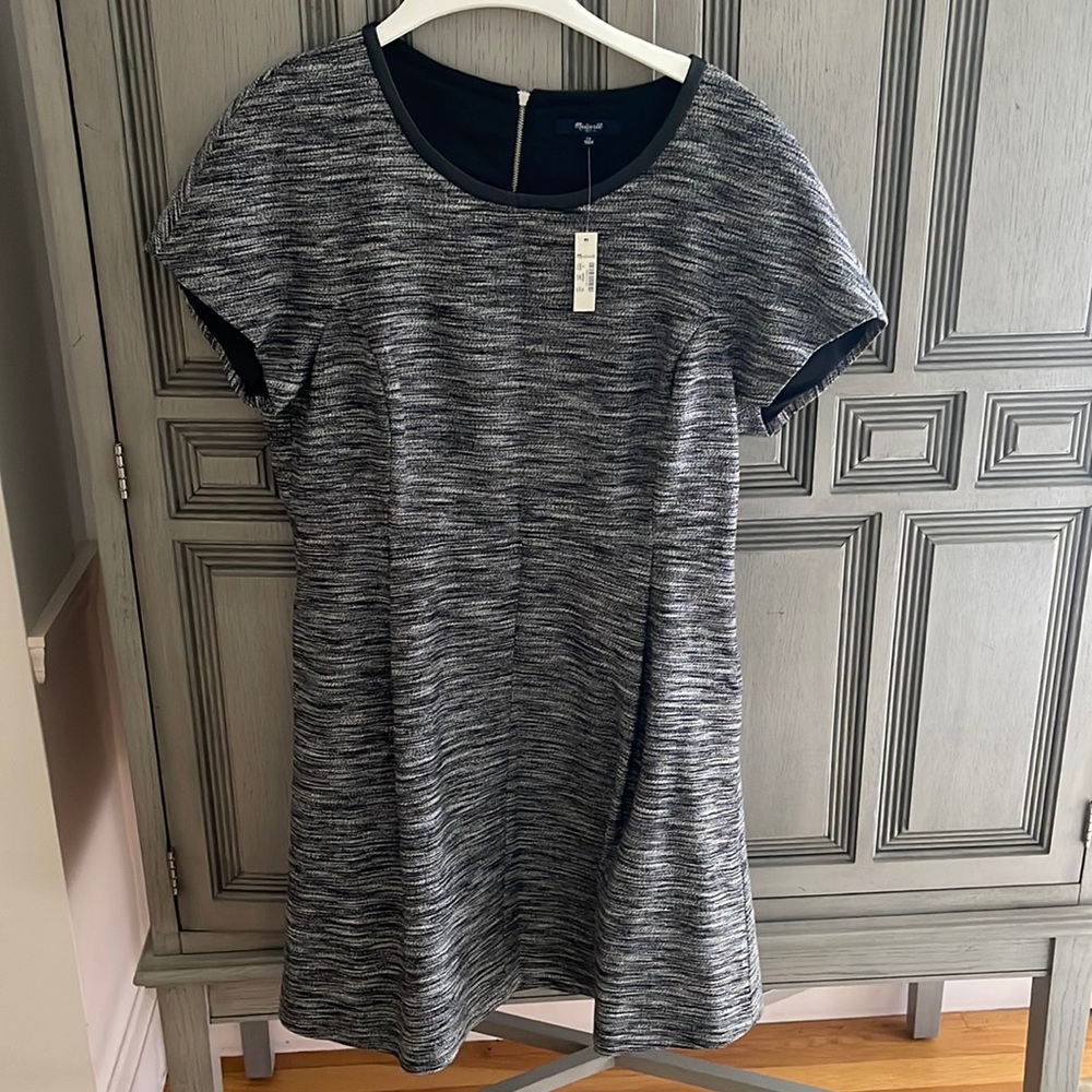 NWT Madewell size 14 short sleeve dress faux leather trim